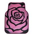 Classic Rose Flower Universal Automotive Carpet Car Floor Mats Rubber 5pcs Sets - Pink